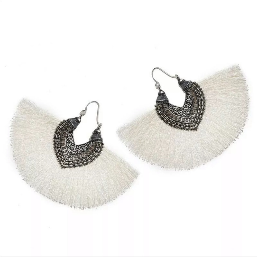 New boho gypsy tassel fan earrings